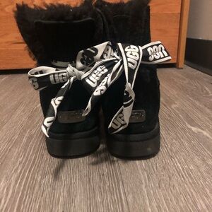 UGG Black Boots with Logo Laces
